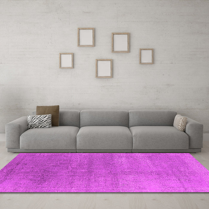 Machine Washable Oriental Pink Industrial Rug in a Living Room, wshurb2715pnk