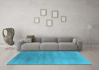 Machine Washable Oriental Light Blue Industrial Rug, wshurb2715lblu