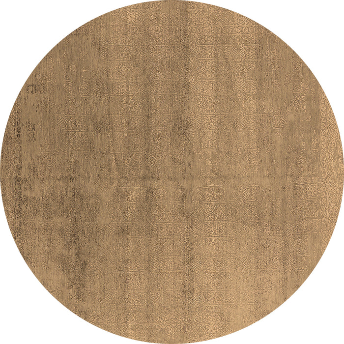 Round Machine Washable Oriental Brown Industrial Rug, wshurb2715brn