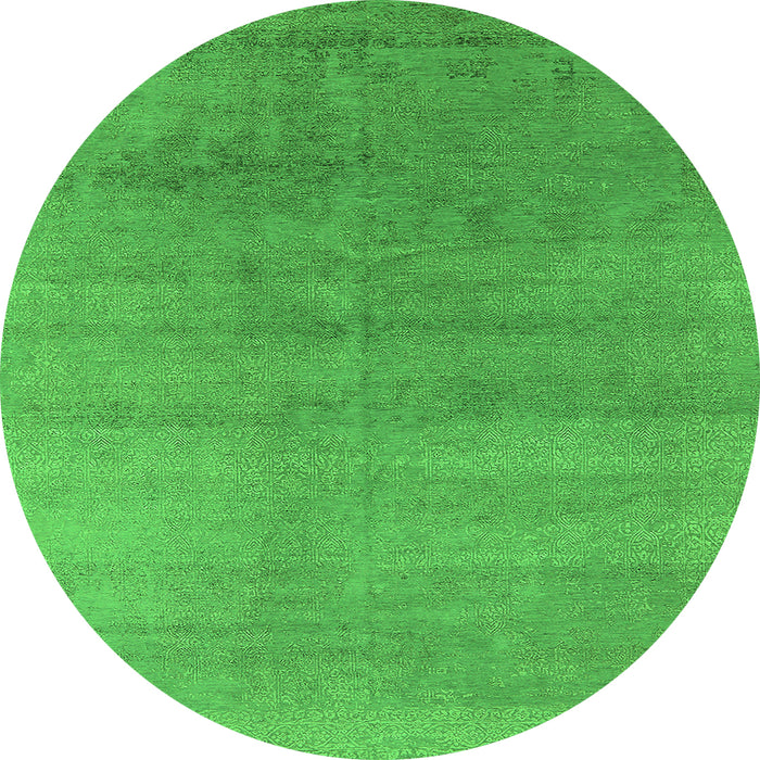 Round Oriental Green Industrial Rug, urb2715grn