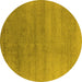 Round Machine Washable Oriental Yellow Industrial Rug, wshurb2715yw