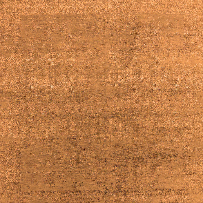 Square Machine Washable Oriental Orange Industrial Area Rugs, wshurb2715org