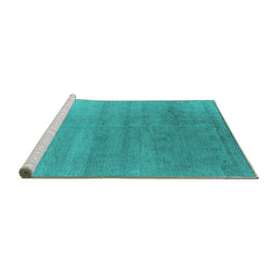 Sideview of Machine Washable Oriental Turquoise Industrial Area Rugs, wshurb2715turq