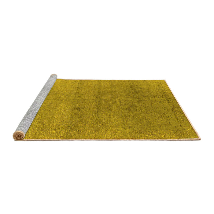 Sideview of Machine Washable Oriental Yellow Industrial Rug, wshurb2715yw