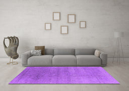 Machine Washable Oriental Purple Industrial Area Rugs in a Living Room, wshurb2715pur