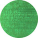 Round Oriental Green Industrial Rug, urb2716grn