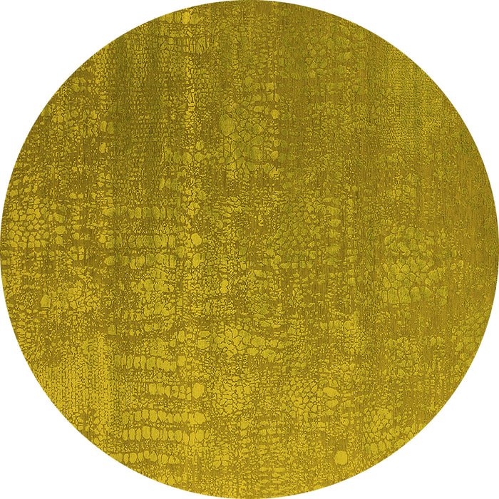 Round Machine Washable Oriental Yellow Industrial Rug, wshurb2716yw