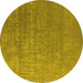 Round Machine Washable Oriental Yellow Industrial Rug, wshurb2716yw