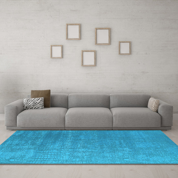Machine Washable Oriental Light Blue Industrial Rug in a Living Room, wshurb2716lblu