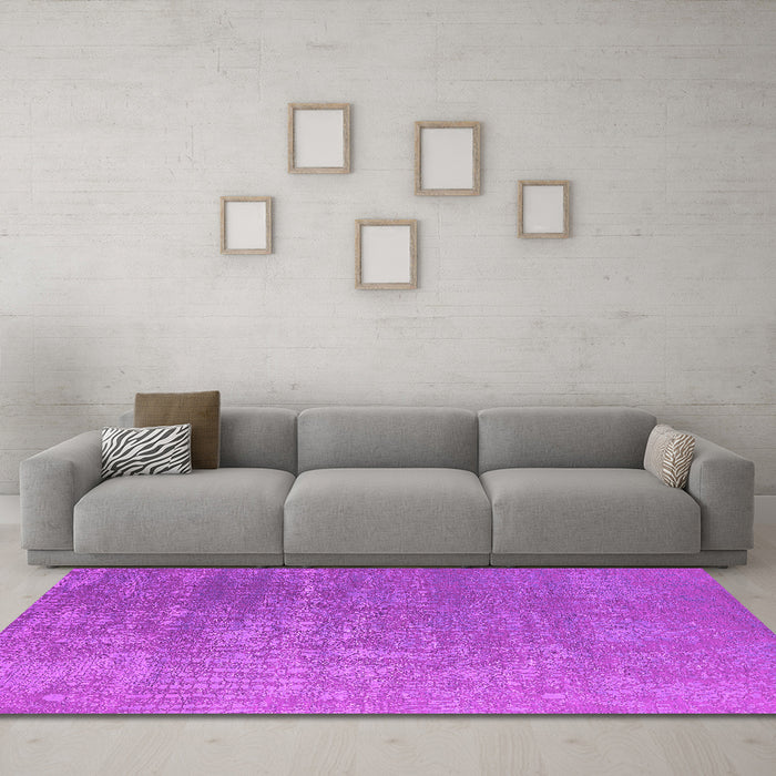 Machine Washable Oriental Pink Industrial Rug in a Living Room, wshurb2716pnk