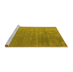 Sideview of Machine Washable Oriental Yellow Industrial Rug, wshurb2716yw