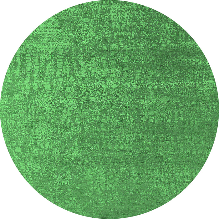 Round Oriental Emerald Green Industrial Rug, urb2716emgrn