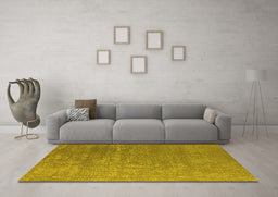 Machine Washable Oriental Yellow Industrial Rug in a Living Room, wshurb2716yw