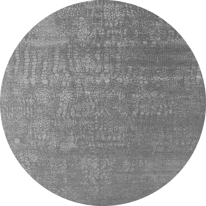 Round Machine Washable Oriental Gray Industrial Rug, wshurb2716gry