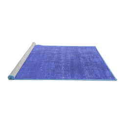 Sideview of Machine Washable Oriental Blue Industrial Rug, wshurb2716blu