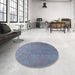 Round Machine Washable Industrial Modern Light Purple Blue Rug in a Office, wshurb2716