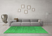 Machine Washable Oriental Green Industrial Area Rugs in a Living Room,, wshurb2716grn