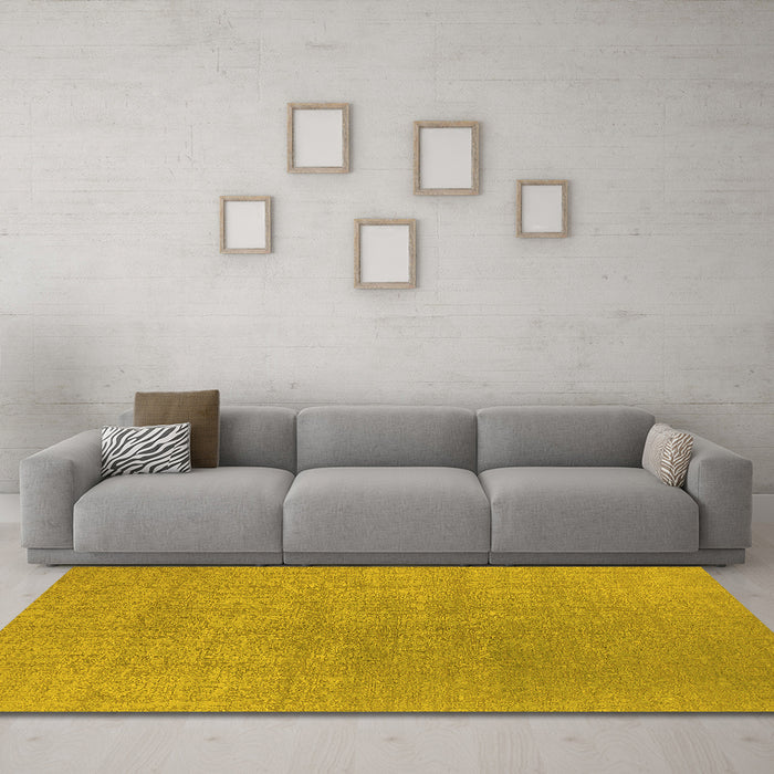 Machine Washable Oriental Yellow Industrial Rug in a Living Room, wshurb2717yw