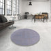 Round Mid-Century Modern Silver Gray Oriental Rug in a Office, urb2717