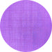 Round Machine Washable Oriental Purple Industrial Area Rugs, wshurb2717pur