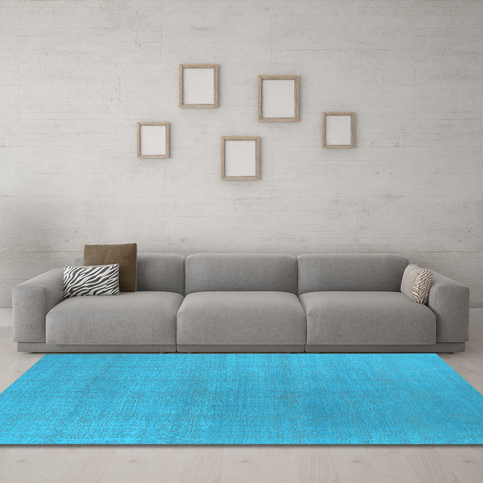 Machine Washable Oriental Light Blue Industrial Rug in a Living Room, wshurb2717lblu