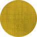 Round Oriental Yellow Industrial Rug, urb2717yw