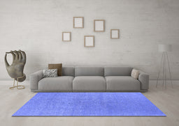 Machine Washable Oriental Blue Industrial Rug in a Living Room, wshurb2717blu