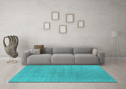Machine Washable Oriental Turquoise Industrial Area Rugs in a Living Room,, wshurb2717turq