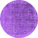 Round Oriental Purple Industrial Rug, urb2718pur