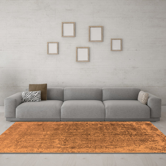 Machine Washable Oriental Orange Industrial Area Rugs in a Living Room, wshurb2718org