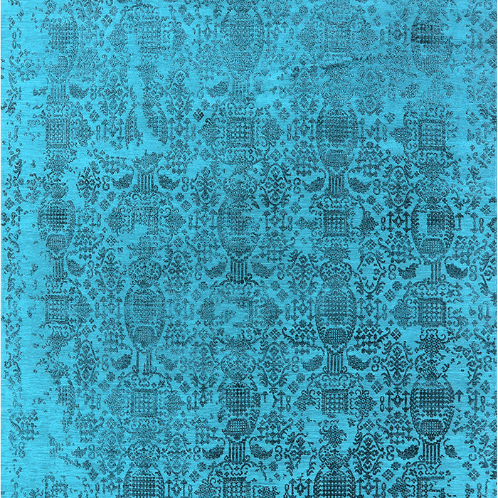 Machine Washable Oriental Light Blue Industrial Rug, wshurb2718lblu
