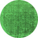 Round Oriental Green Industrial Rug, urb2718grn