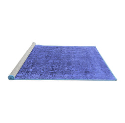 Sideview of Machine Washable Oriental Blue Industrial Rug, wshurb2718blu