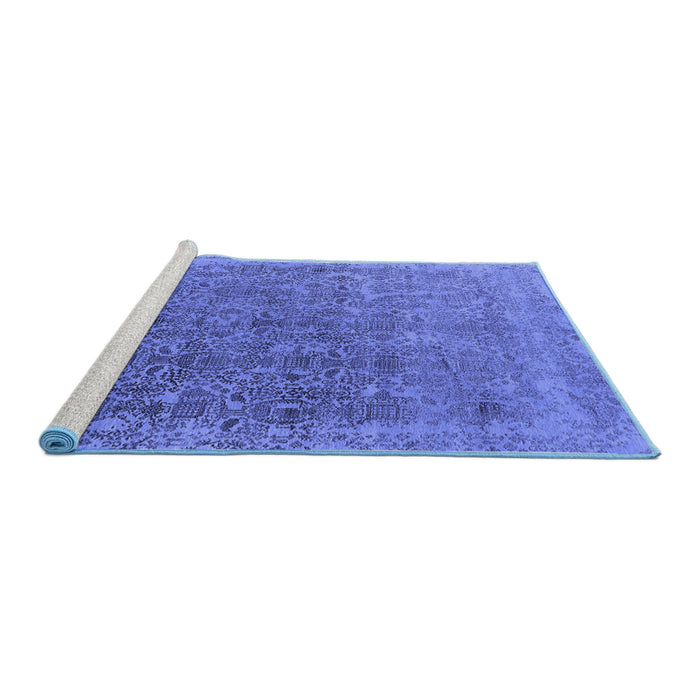 Sideview of Machine Washable Oriental Blue Industrial Rug, wshurb2718blu