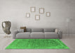 Machine Washable Oriental Green Industrial Area Rugs in a Living Room,, wshurb2718grn