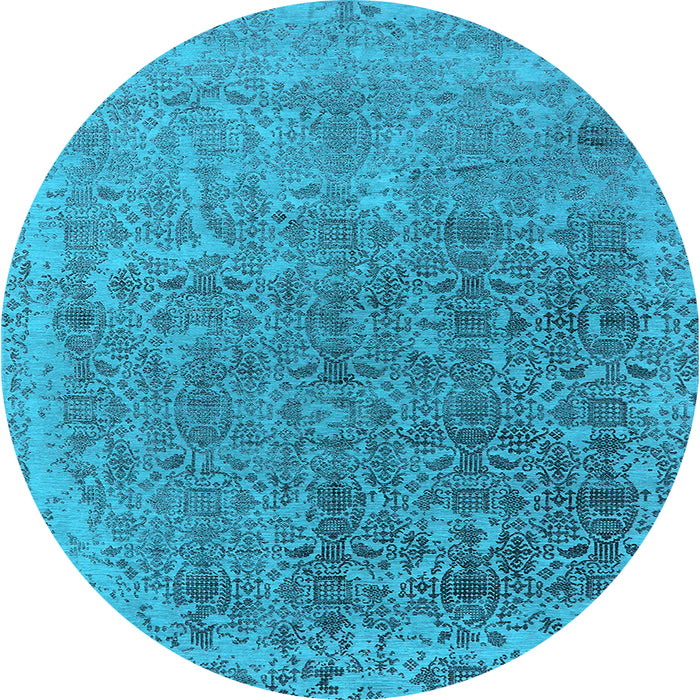 Round Oriental Light Blue Industrial Rug, urb2718lblu