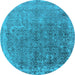 Round Oriental Light Blue Industrial Rug, urb2718lblu