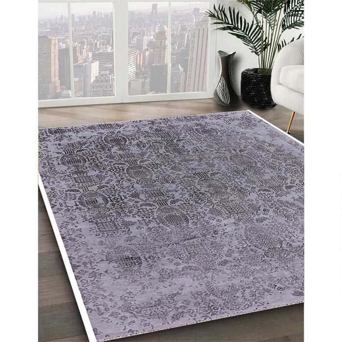 Mid-Century Modern Purple Oriental Rug in Family Room, urb2718