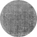 Round Oriental Gray Industrial Rug, urb2718gry