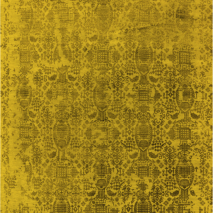 Machine Washable Oriental Yellow Industrial Rug, wshurb2718yw