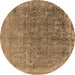 Round Oriental Brown Industrial Rug, urb2718brn