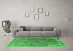 Machine Washable Oriental Emerald Green Industrial Area Rugs in a Living Room,, wshurb2718emgrn