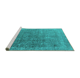 Sideview of Machine Washable Oriental Turquoise Industrial Area Rugs, wshurb2718turq