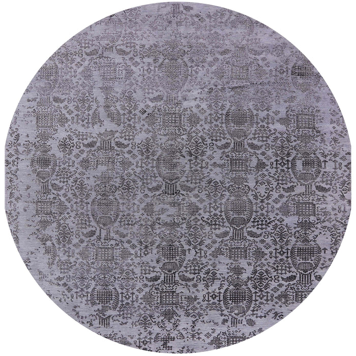 Round Machine Washable Industrial Modern Grape Purple Rug, wshurb2718