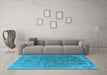 Machine Washable Oriental Light Blue Industrial Rug in a Living Room, wshurb2718lblu