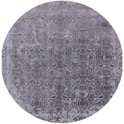 Round Mid-Century Modern Purple Oriental Rug, urb2718