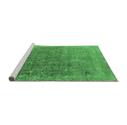 Sideview of Machine Washable Oriental Emerald Green Industrial Area Rugs, wshurb2718emgrn