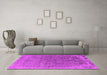 Machine Washable Oriental Pink Industrial Rug in a Living Room, wshurb2718pnk