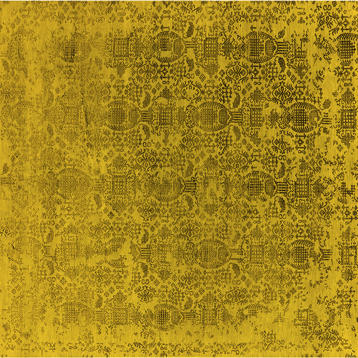 Square Machine Washable Oriental Yellow Industrial Rug, wshurb2718yw