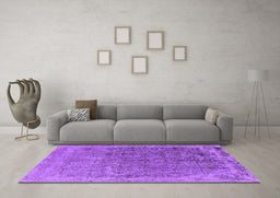 Machine Washable Oriental Purple Industrial Area Rugs in a Living Room, wshurb2718pur